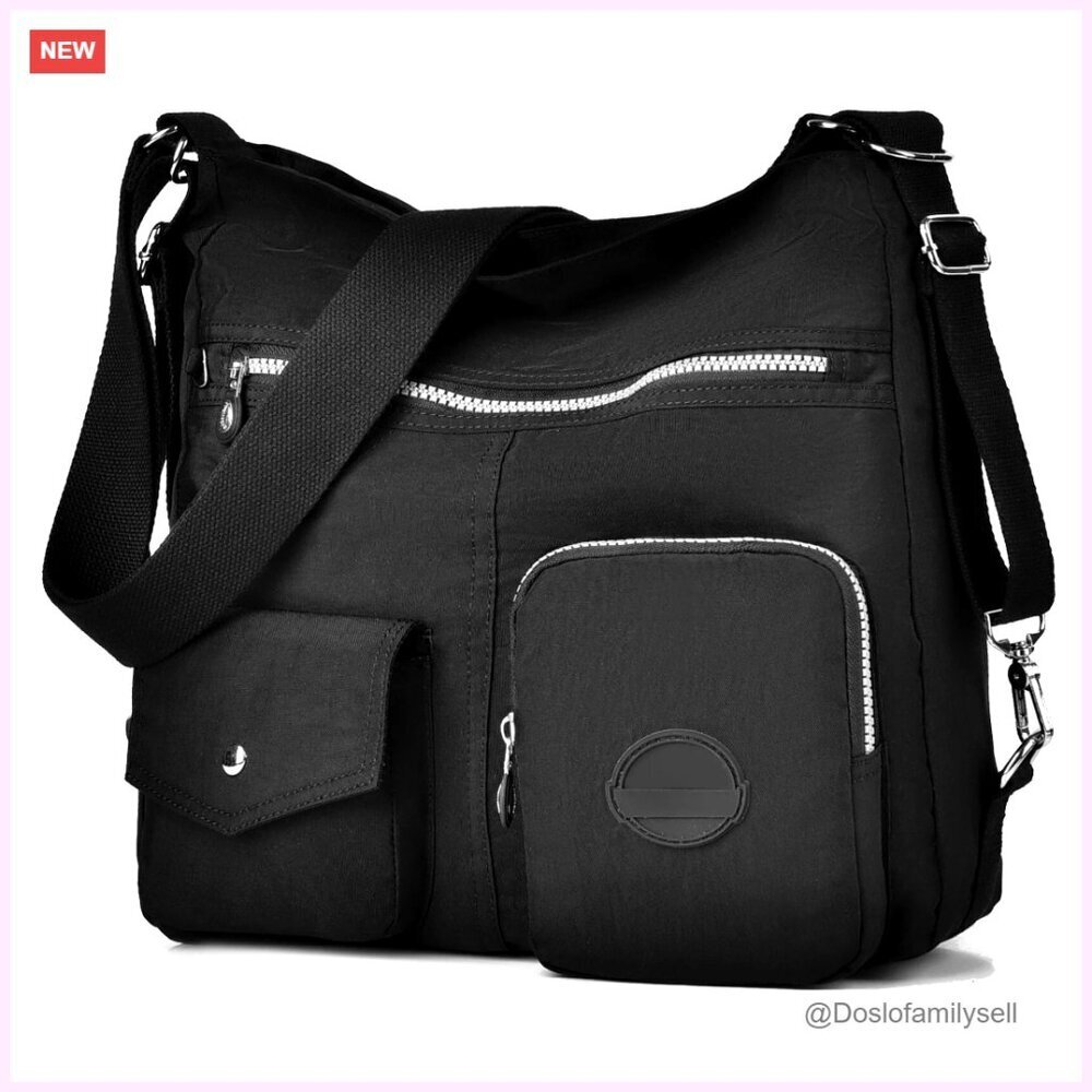 Large Waterproof Nylon Crossbody Bag with RFID Protection, Convertible Backpack